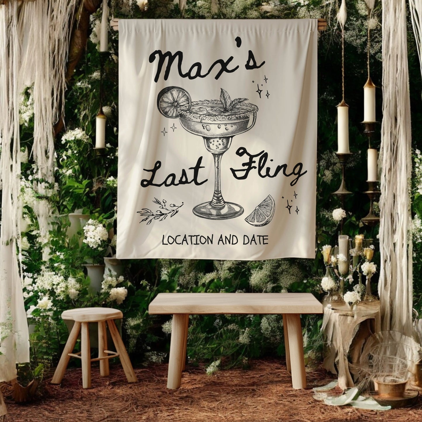 Cocktail Bachelorette Banner – Custom Bach Décor | #82