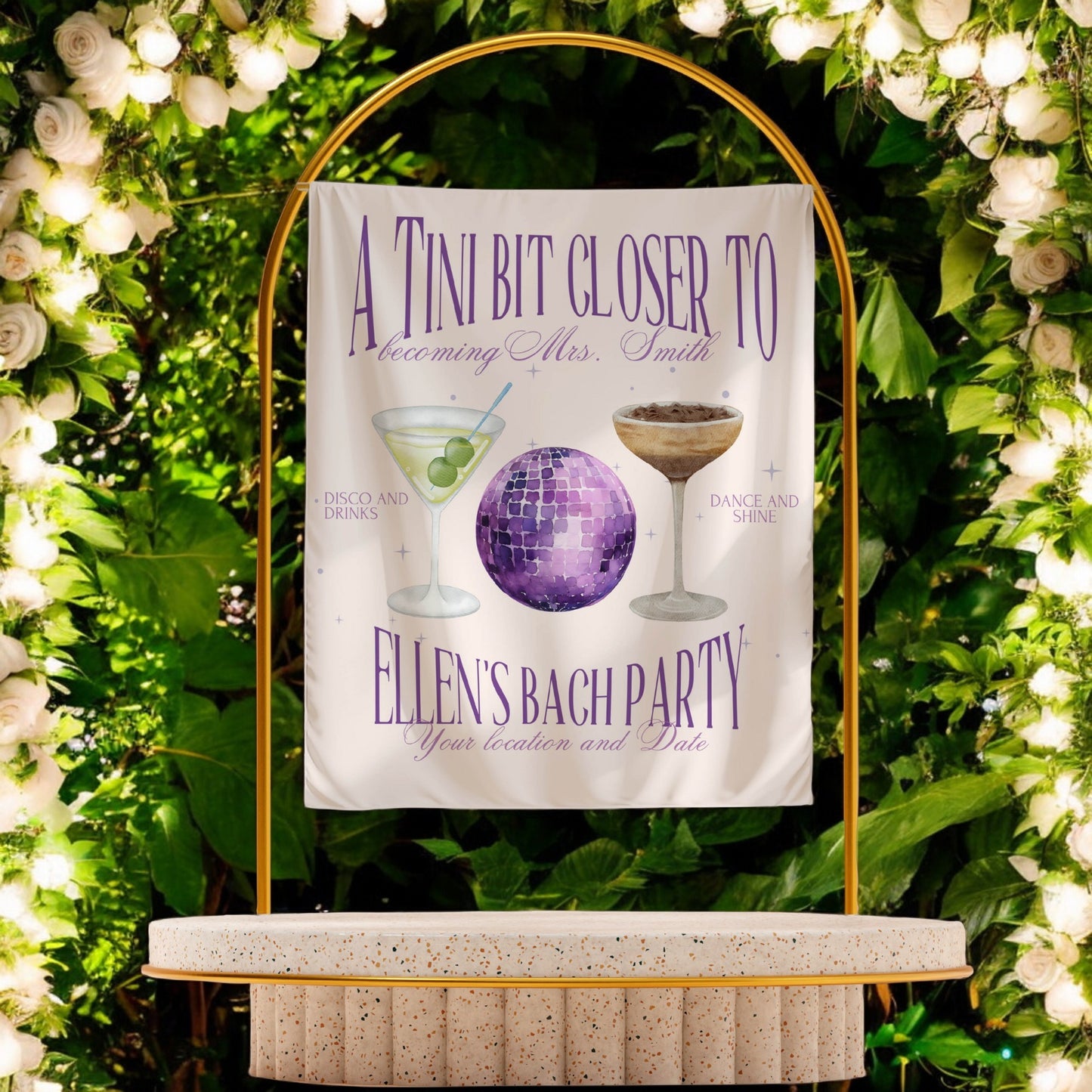 Cocktail Bachelorette Banner – Custom Bach Decor for Martini & Champagne Celebrations