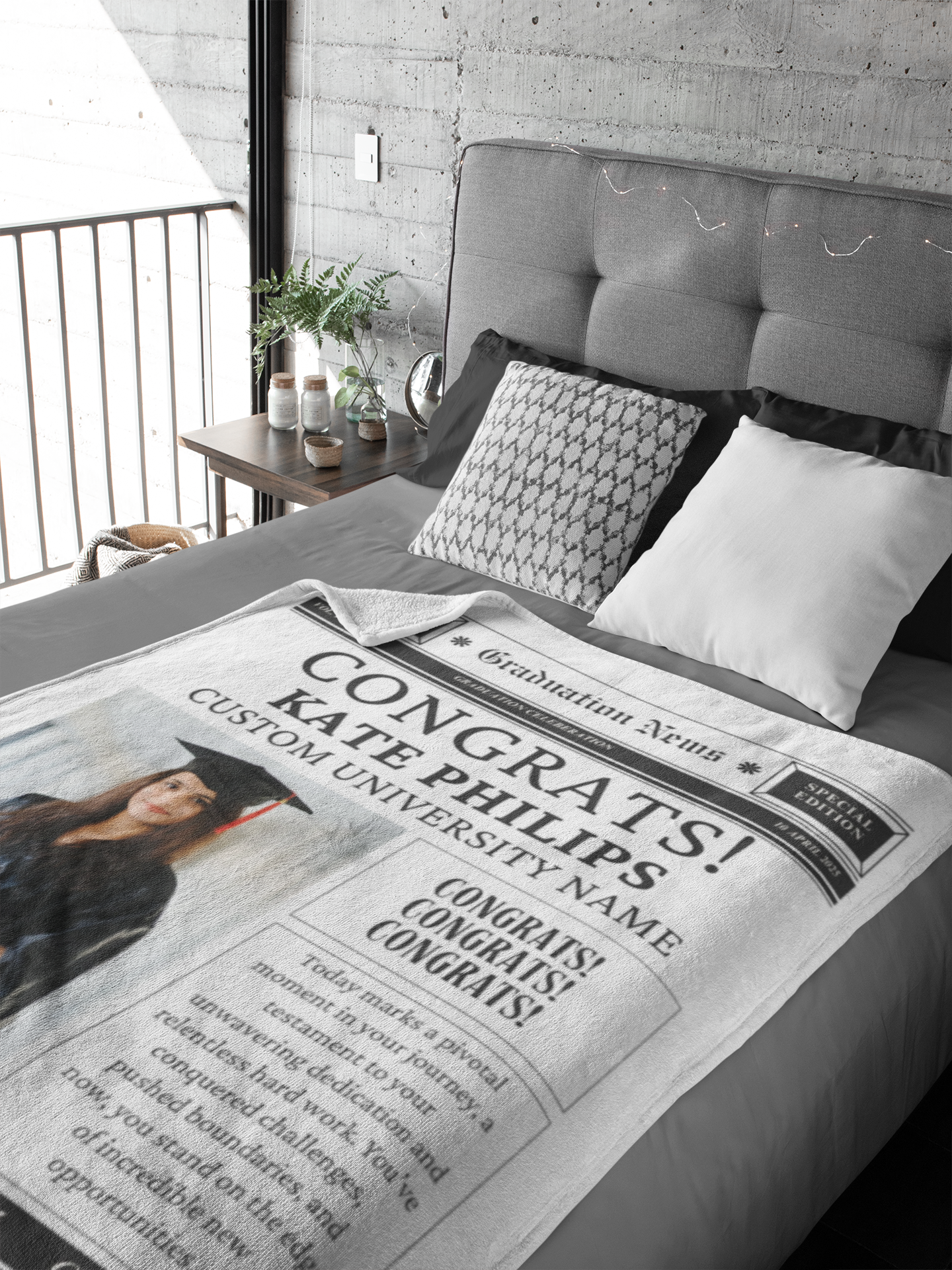 Newspaper Name and Photo Graduation Blanket 2025 | #1
