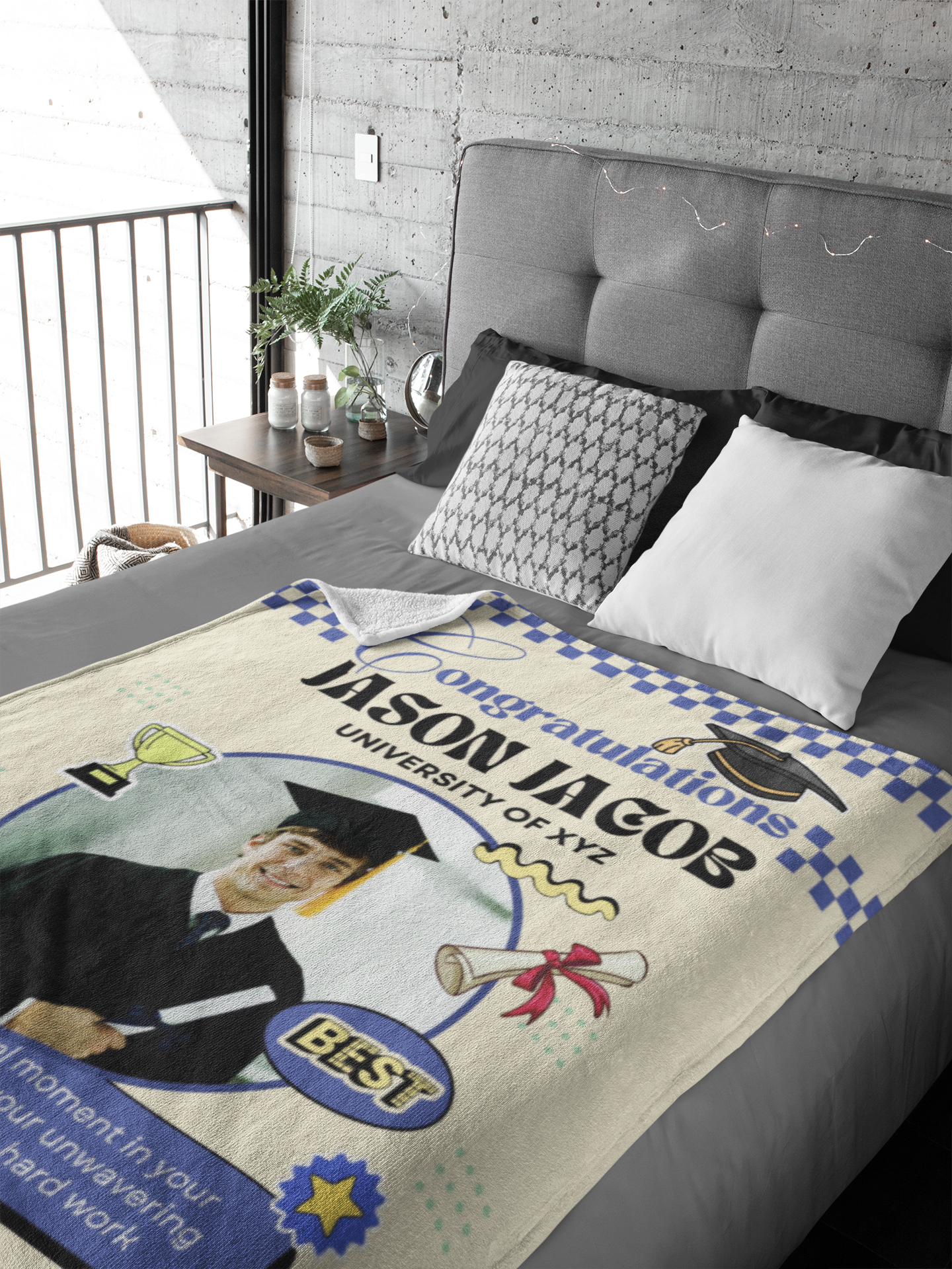 Custom Name and Photo Graduation Blanket 2025 | #3