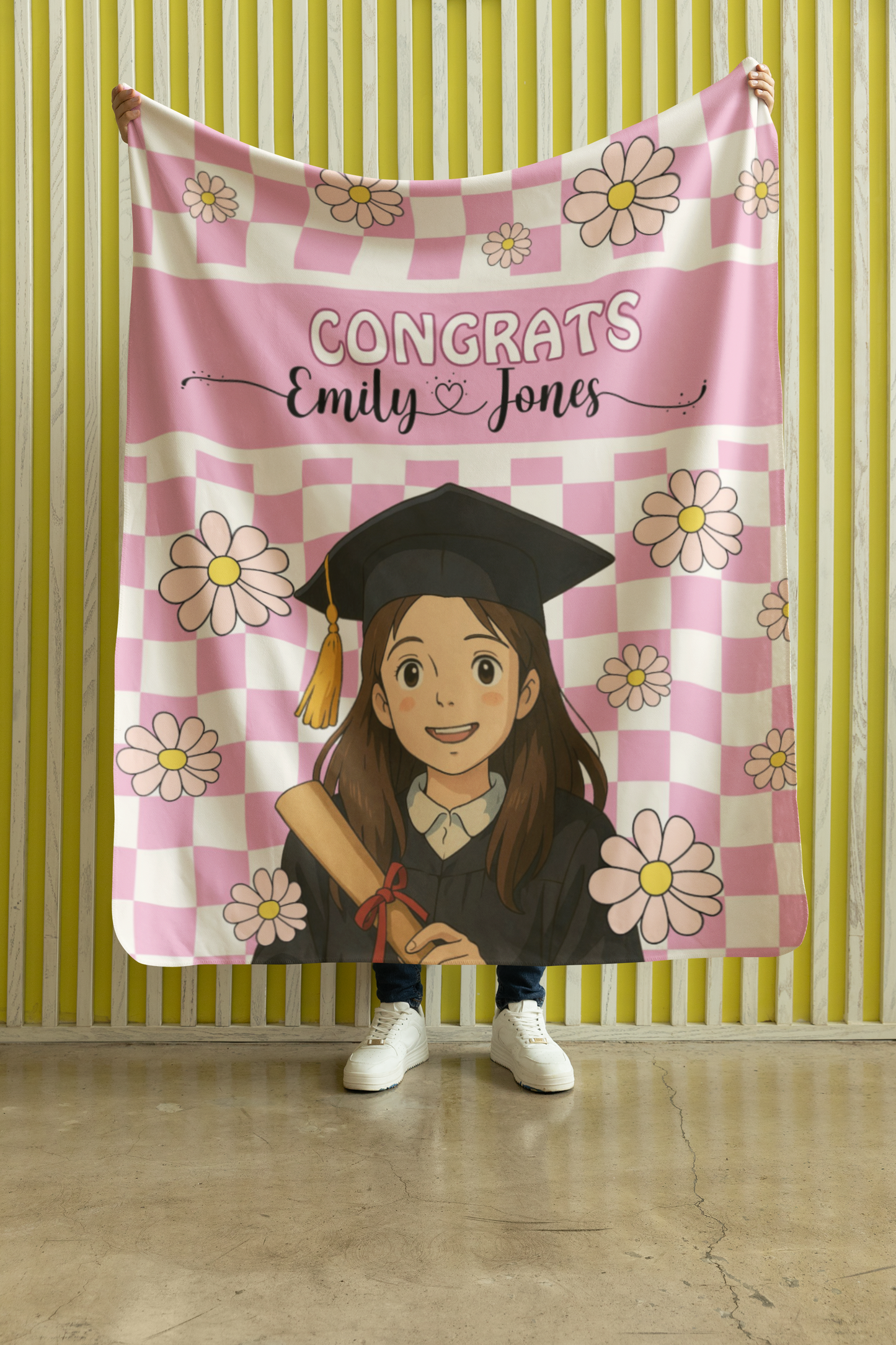 Retro Ghibli Photo and Name Graduation Blanket 2025 | #2