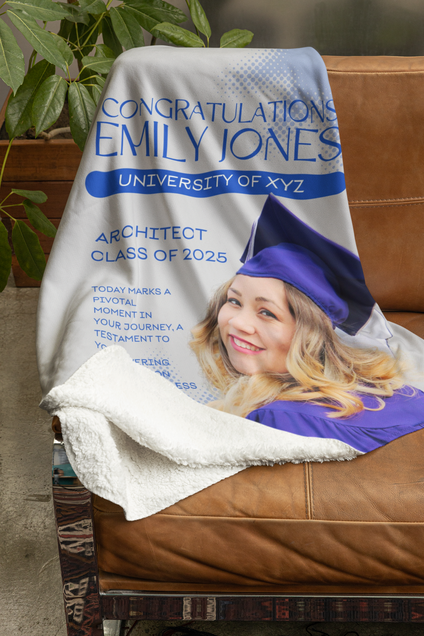 Custom Name and Photo Graduation Blanket 2025 | #6