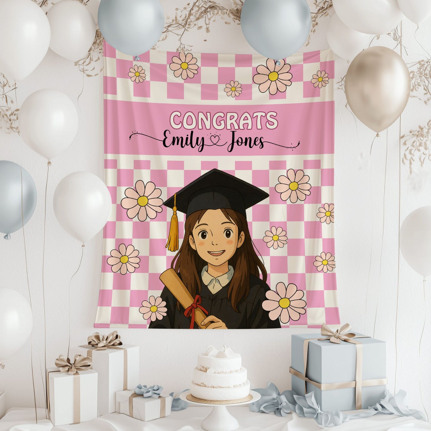 Retro Ghibli Graduation Backdrop Banner- #2