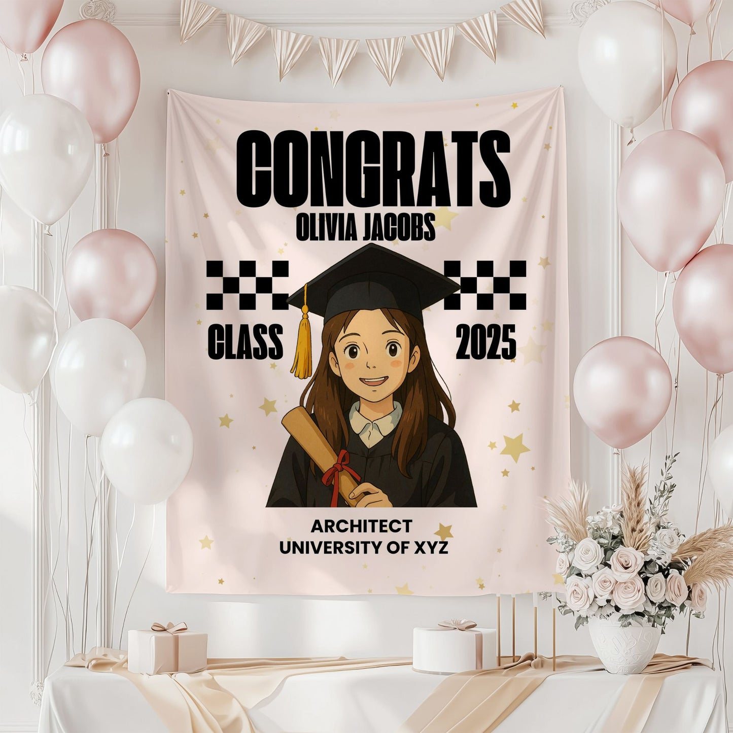 Custom Ghibli Graduation Backdrop Banner- #5