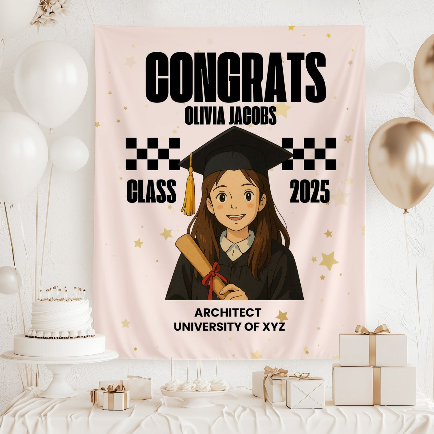 Custom Ghibli Graduation Backdrop Banner- #5