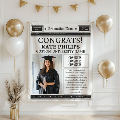 Custom Newspaper Graduation Backdrop Banner- #1
