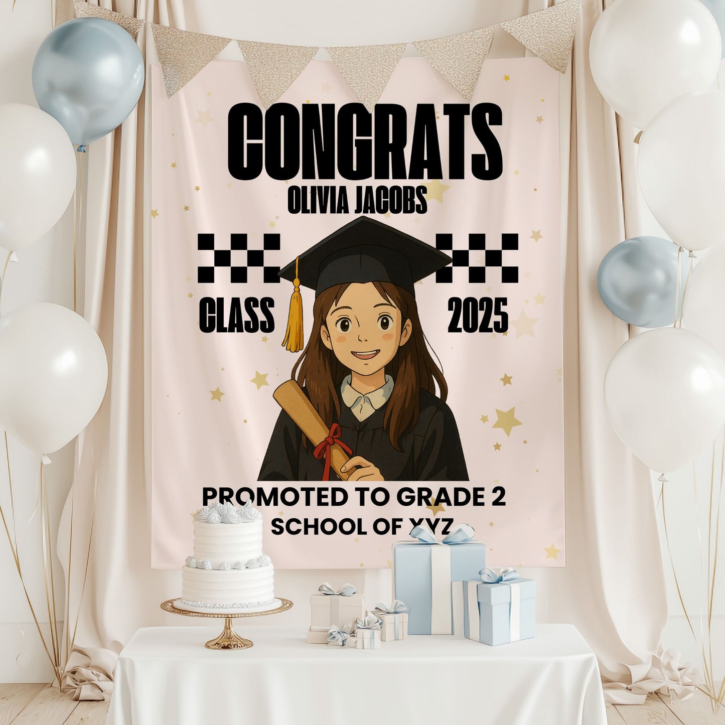 Custom Ghibli Graduation Backdrop Banner- #5