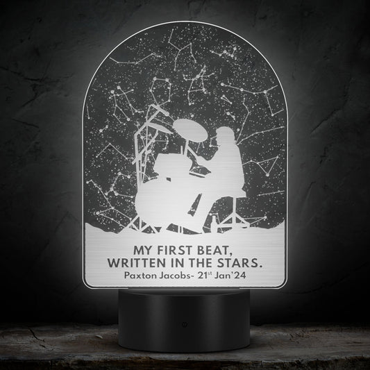 Custom Star Map for Drummers- LED Laser Etched Acrylic Plaque