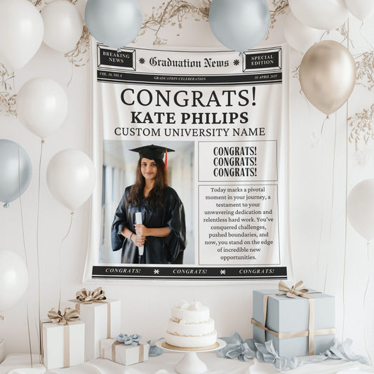 Custom Newspaper Graduation Backdrop Banner- #1