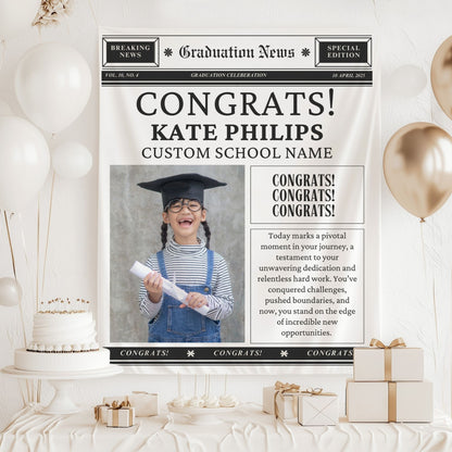 Custom Newspaper Graduation Backdrop Banner- #1