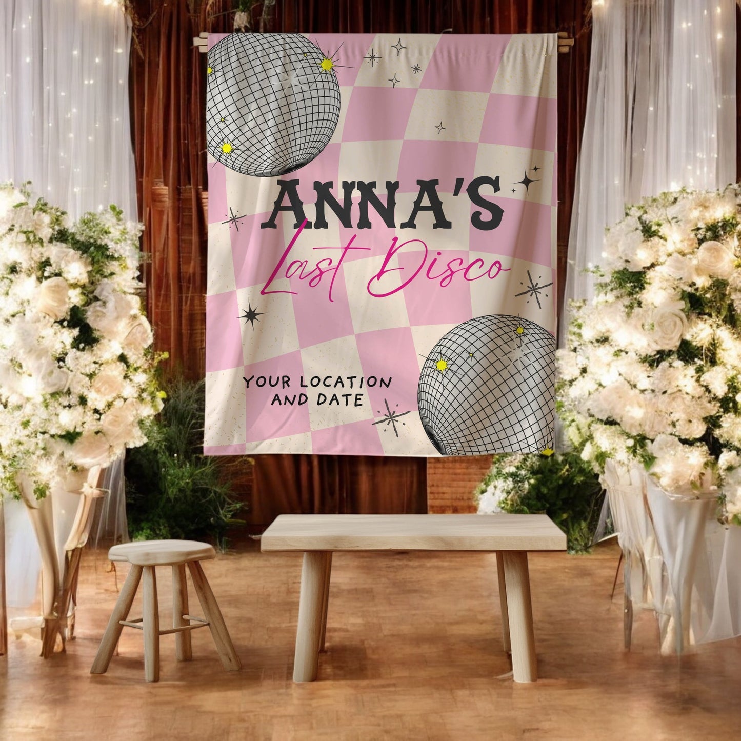 Trendy Disco Bachelorette Banner– Custom Bach Décor | #25