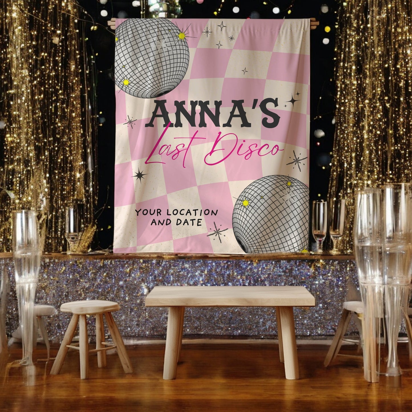 Trendy Disco Bachelorette Banner– Custom Bach Décor | #25