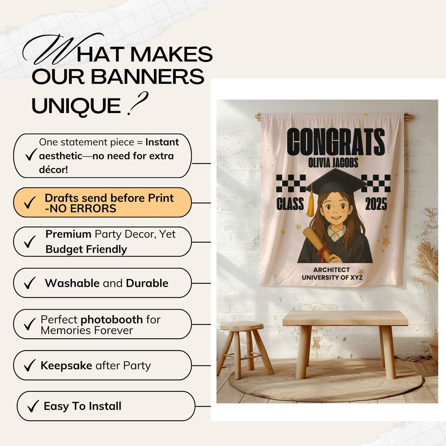 Custom Ghibli Graduation Backdrop Banner- #5