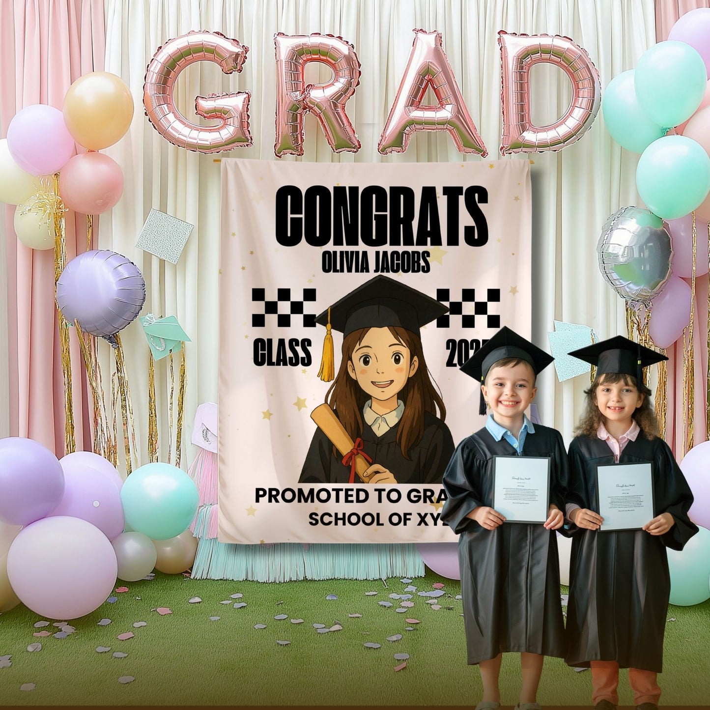 Custom Ghibli Graduation Backdrop Banner- #5