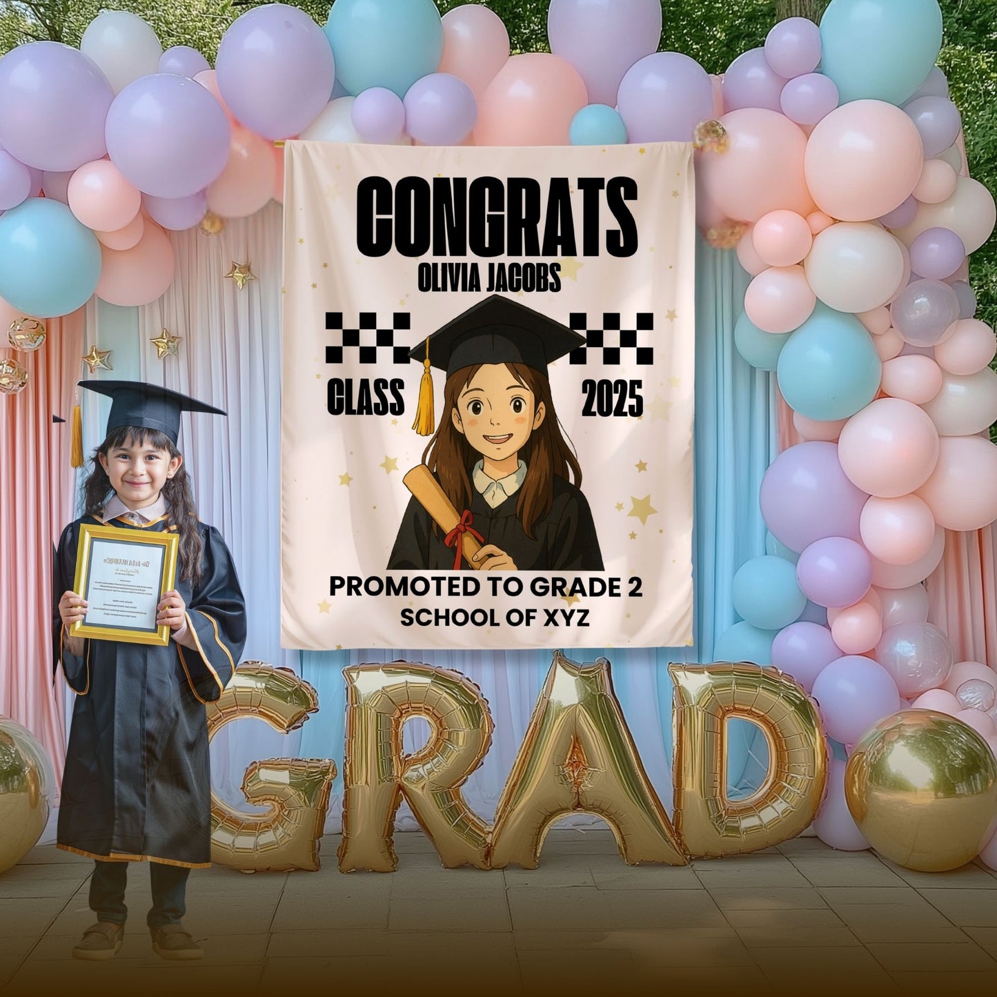 Custom Ghibli Graduation Backdrop Banner- #5