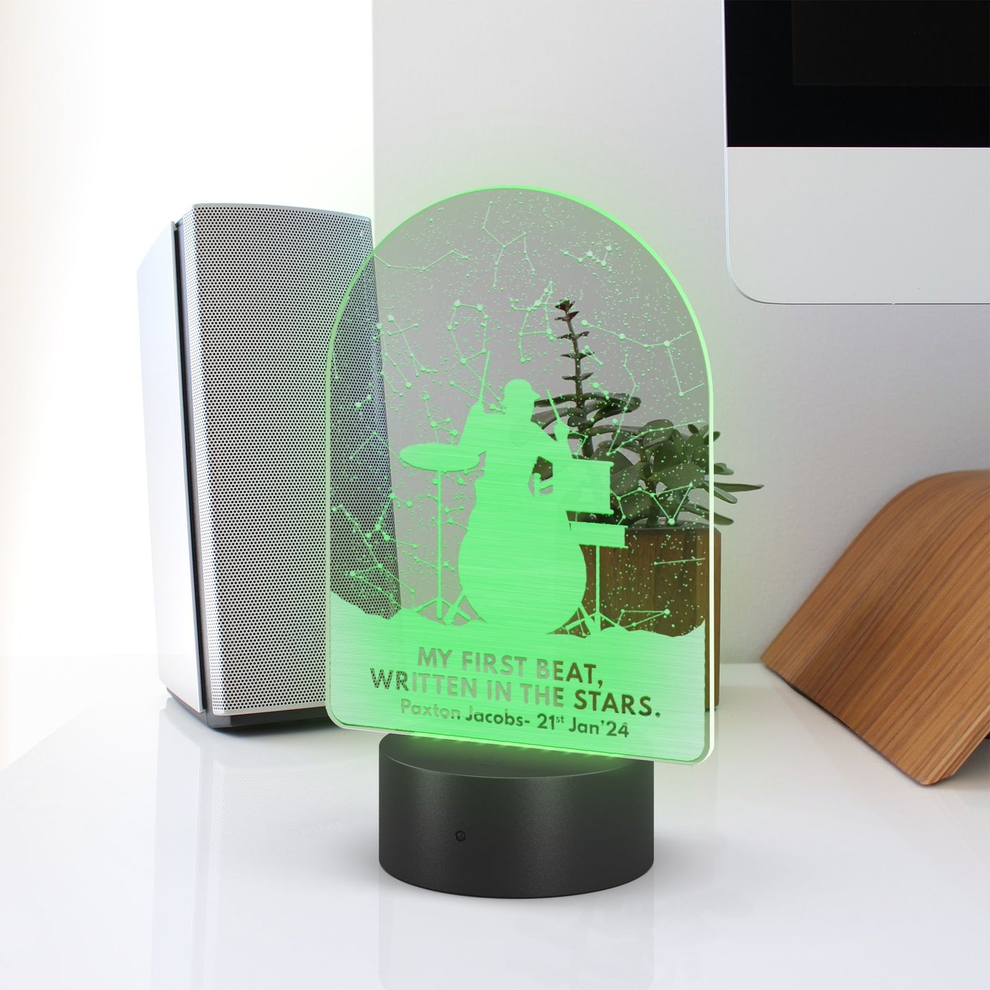 Custom Star Map for Drummers- LED Laser Etched Acrylic Plaque