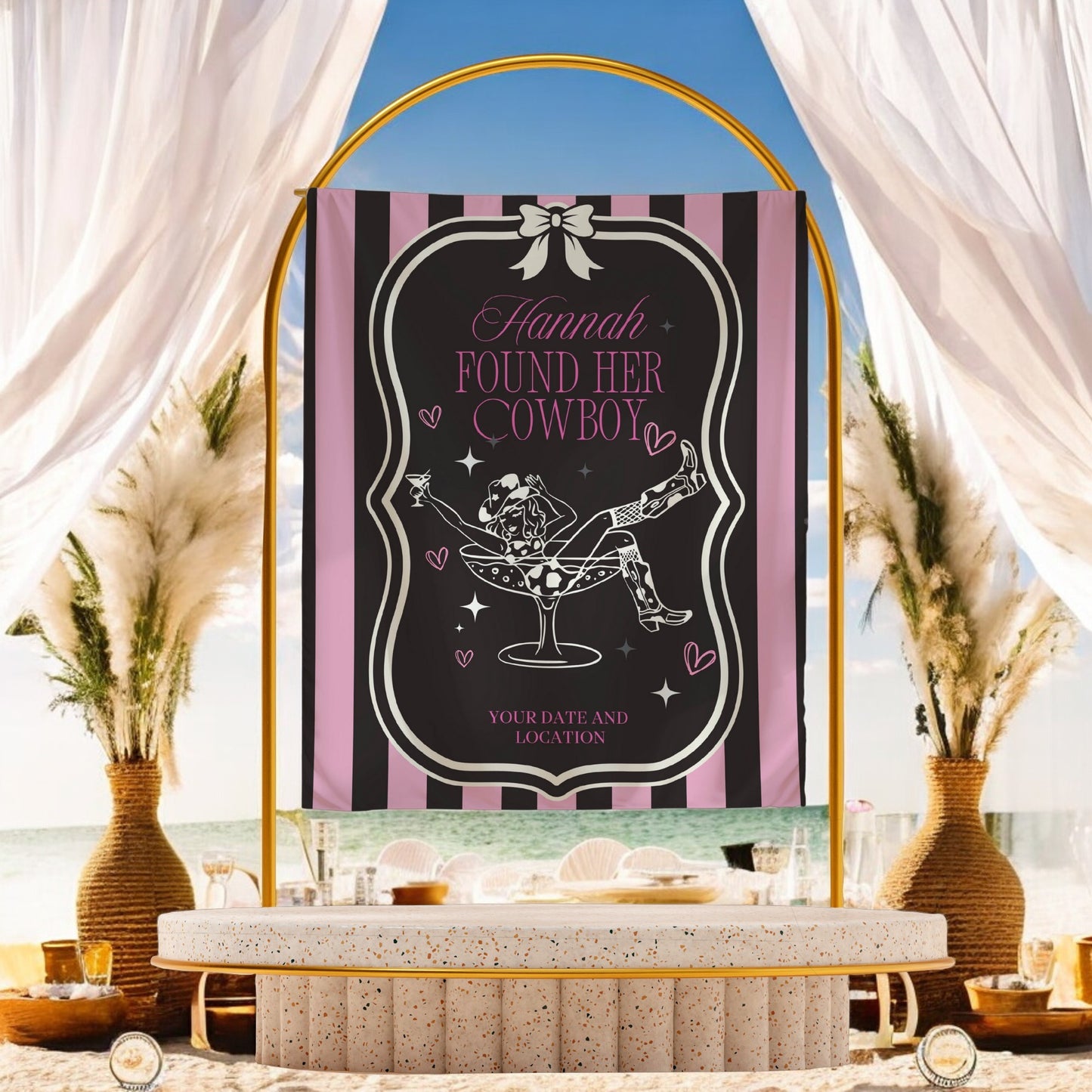 Western Bach Party Banner – Personalized Cowgirl Bachelorette Sign, Last Rodeo Décor, Custom Rustic Bridal Weekend Decoration