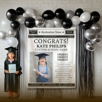 Custom Newspaper Graduation Backdrop Banner- #1