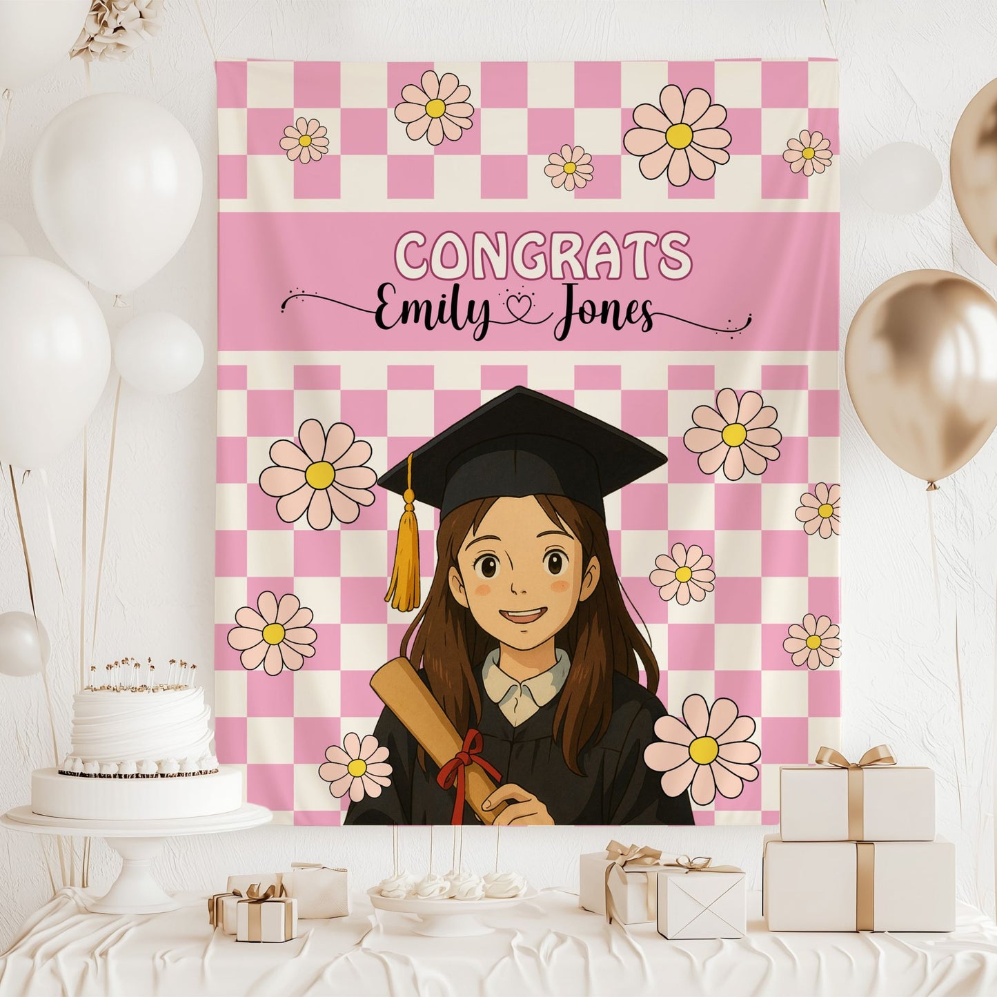 Retro Ghibli Graduation Backdrop Banner- #2