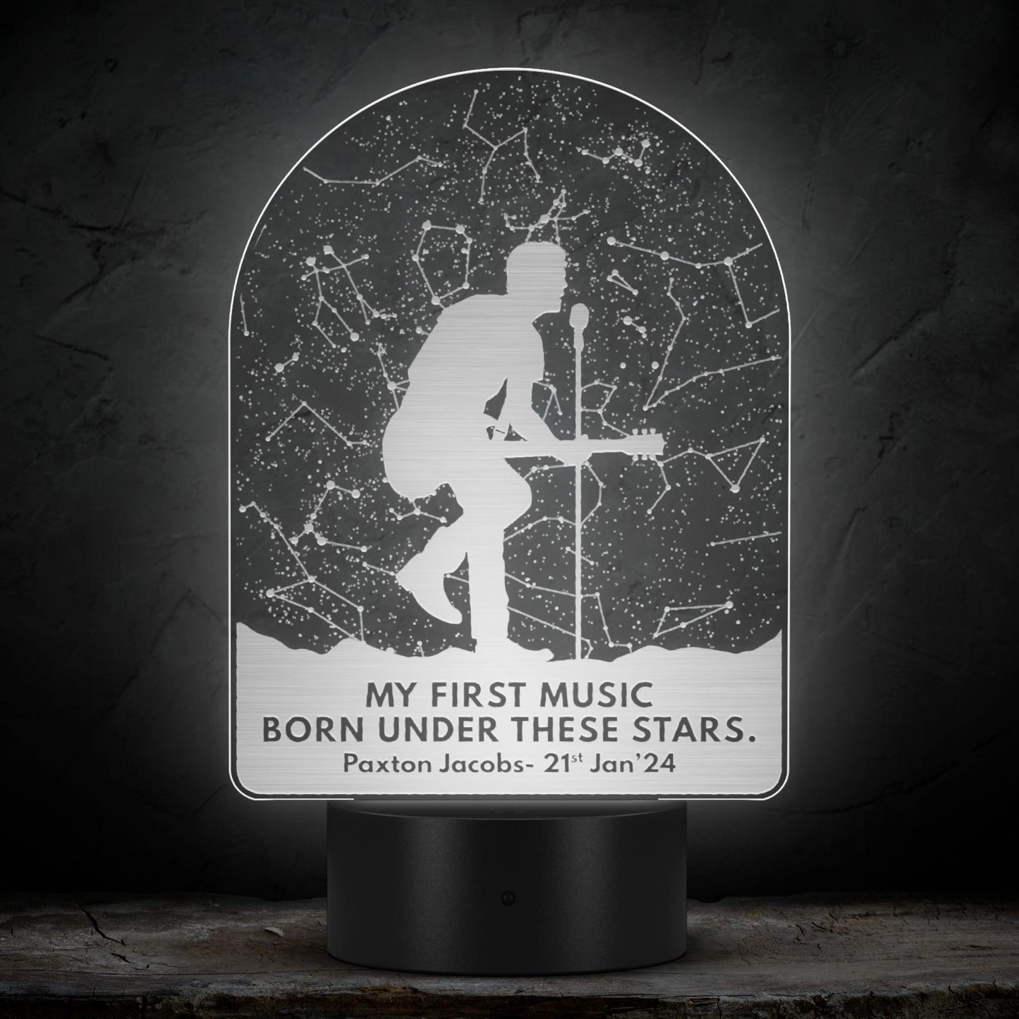 Custom Star Map for Guitarists - LED Laser Etched Acrylic Plaque