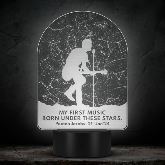 Custom Star Map for Guitarists - LED Laser Etched Acrylic Plaque