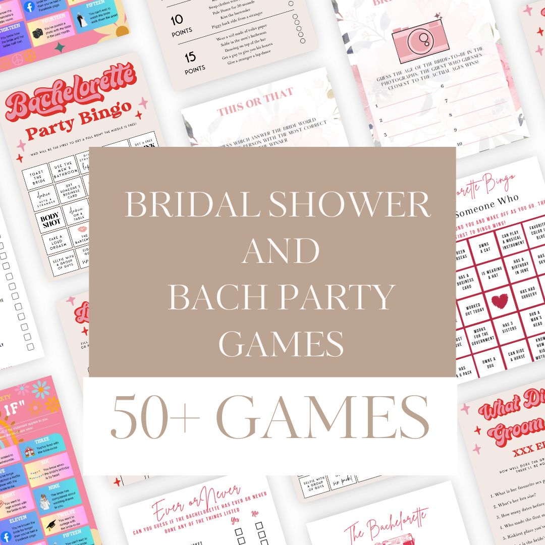 50+ GAMES for Bridal Shower and Bachelorette- Digital Bundle