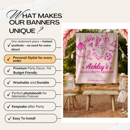 Trendy Mix theme Bachelorette Banner – Custom Bach Décor | #10