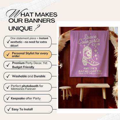 Space Cowgirls Bachelorette Banner– Custom Bach Décor | #14