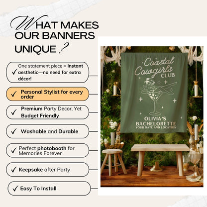 Coastal Cowgirls Bachelorette Banner– Custom Bach Décor | #15