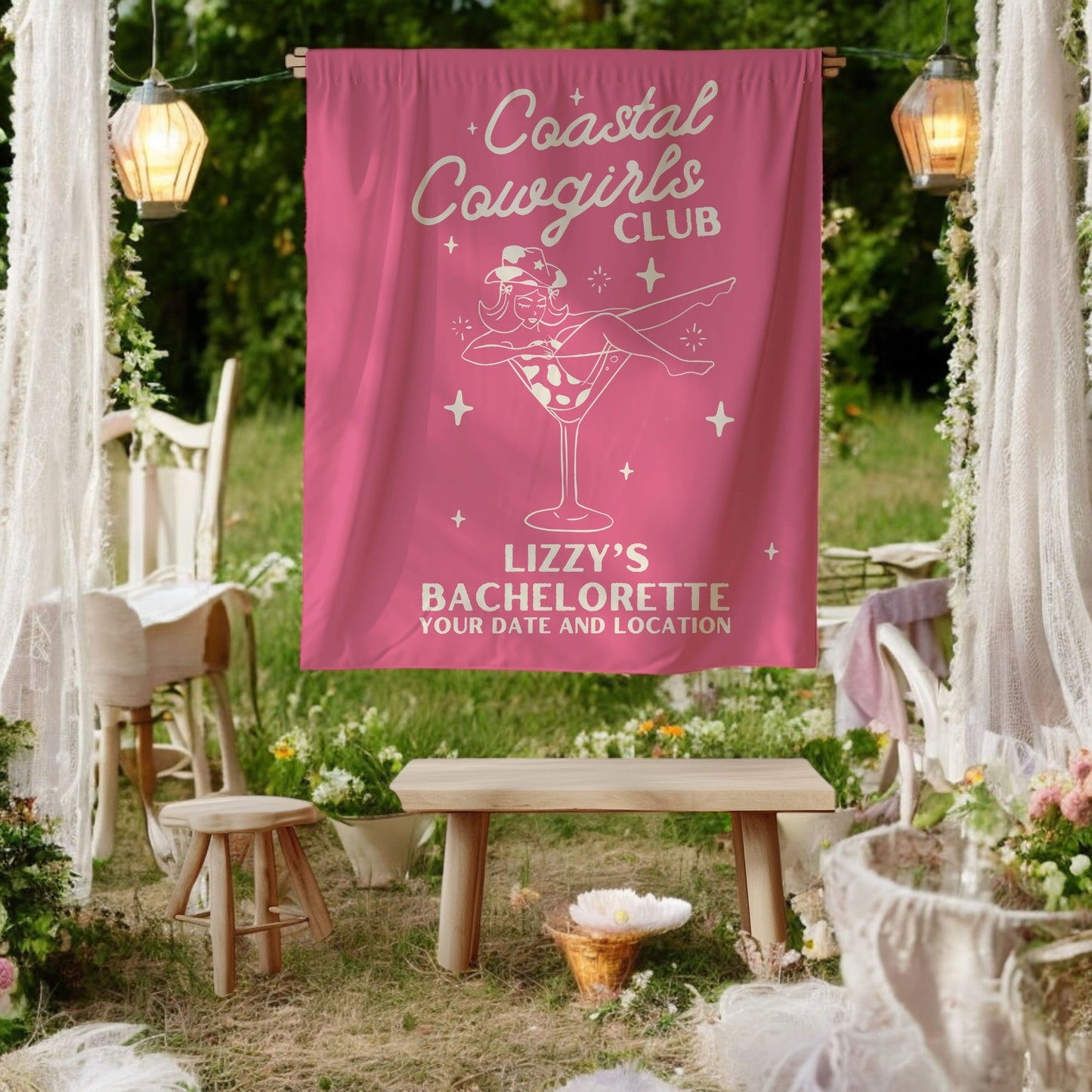 Coastal Cowgirls Bachelorette Banner– Custom Bach Décor | #15