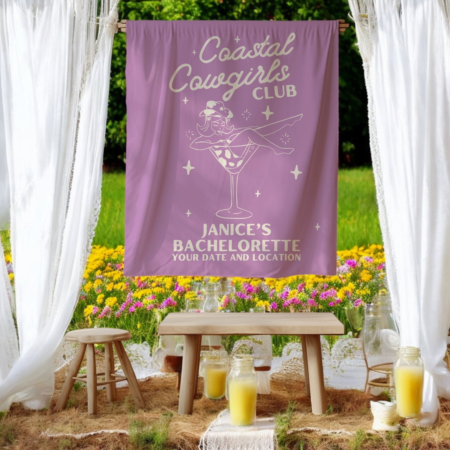 Coastal Cowgirls Bachelorette Banner– Custom Bach Décor | #15