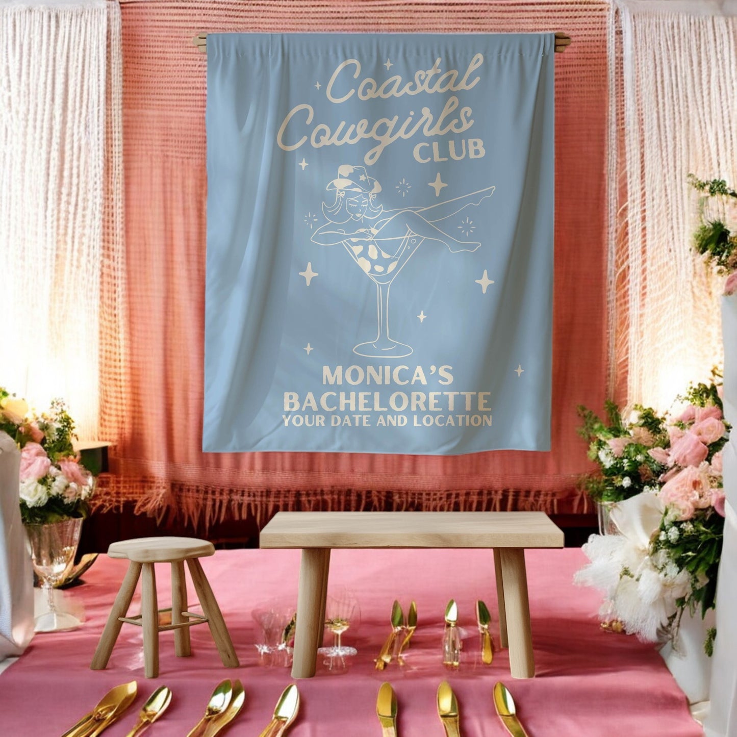 Coastal Cowgirls Bachelorette Banner– Custom Bach Décor | #15