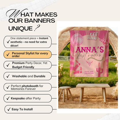 Pink Cowgirl Bachelorette Banner– Custom Bach Décor | #16