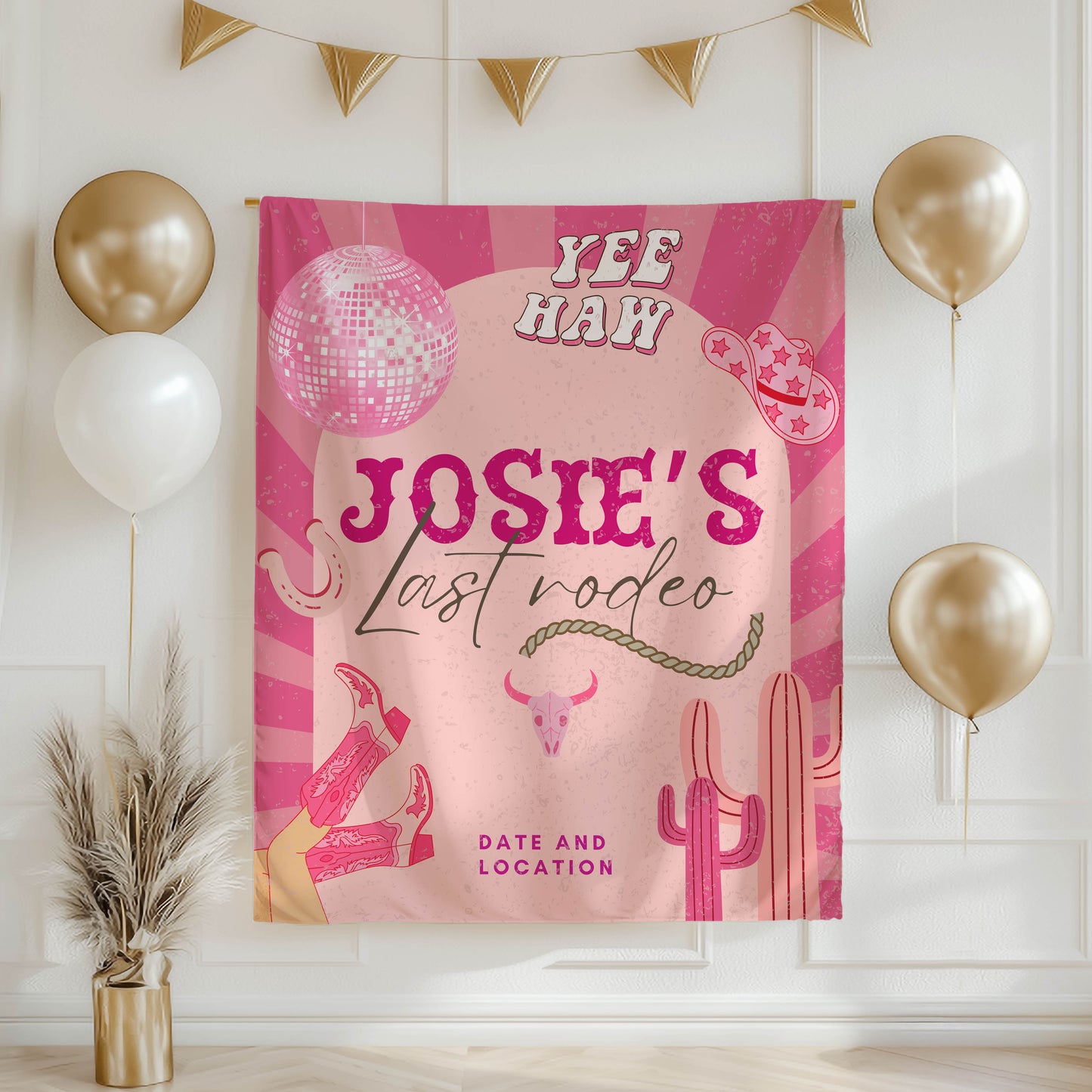 Pink Cowgirl Bachelorette Banner– Custom Bach Décor | #16