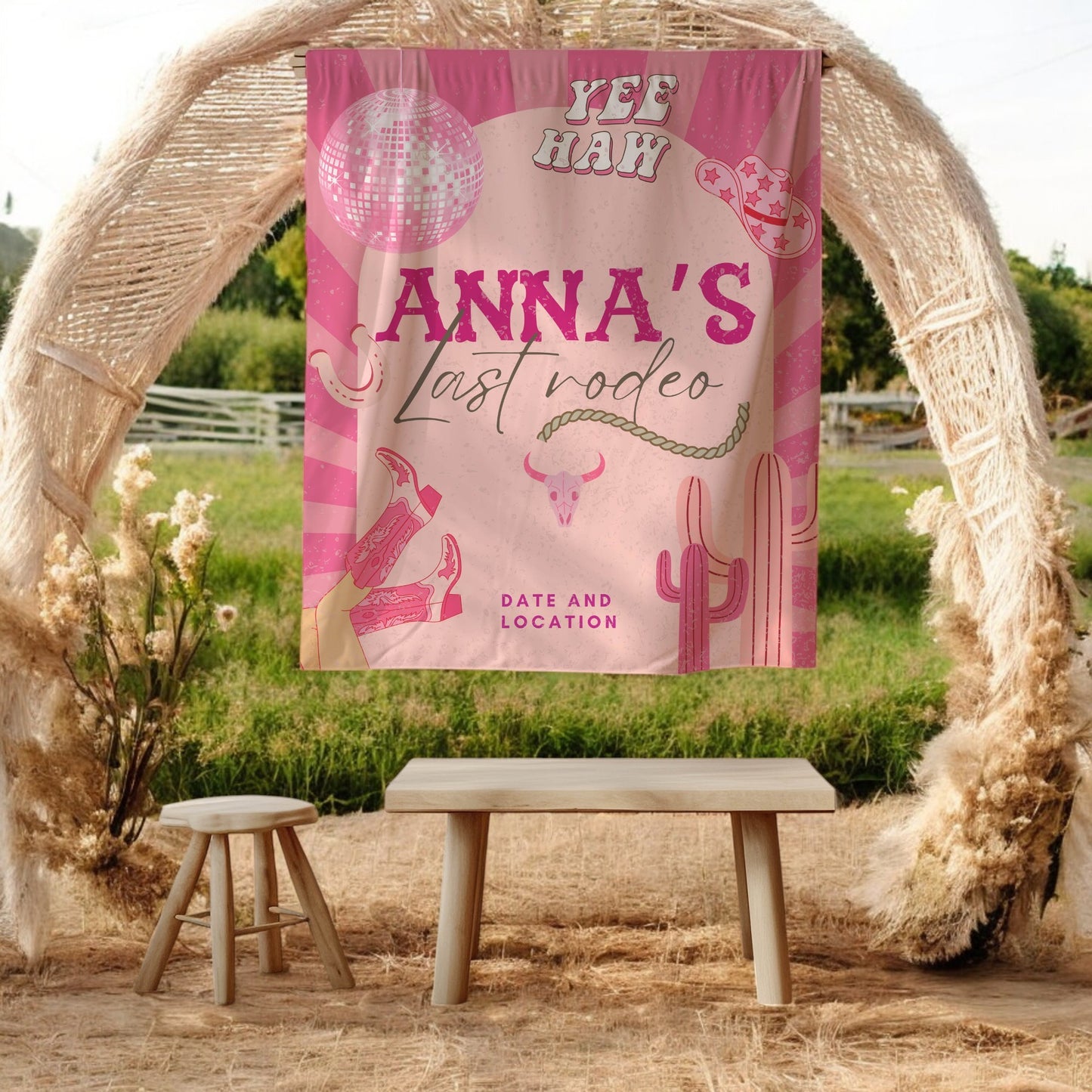 Pink Cowgirl Bachelorette Banner– Custom Bach Décor | #16