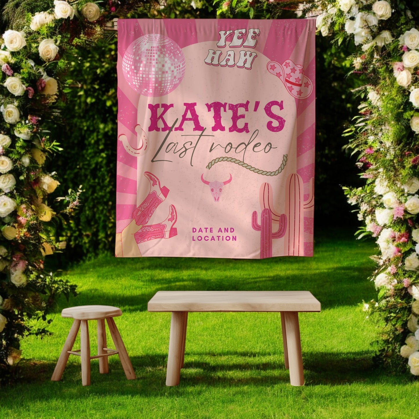 Pink Cowgirl Bachelorette Banner– Custom Bach Décor | #16