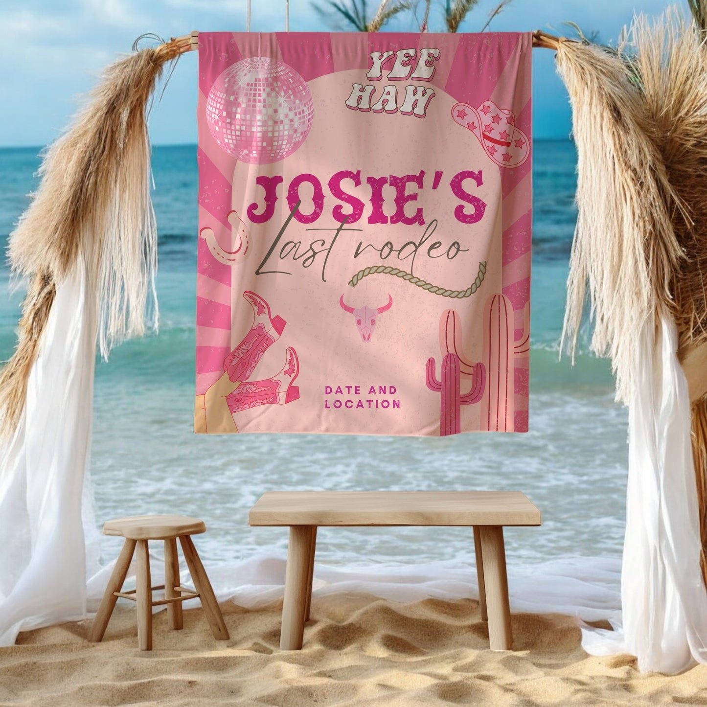 Pink Cowgirl Bachelorette Banner– Custom Bach Décor | #16