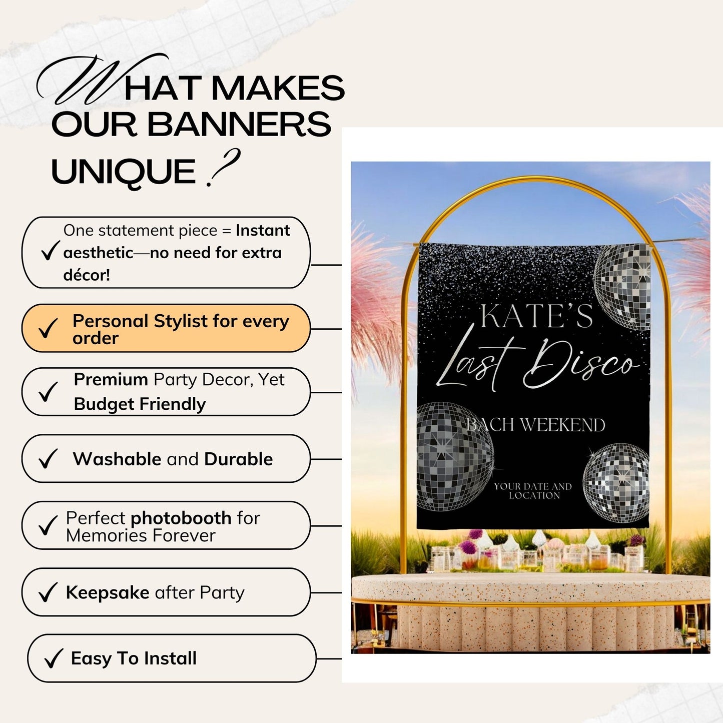Disco Bachelorette Banner – Custom Bach Décor | #18