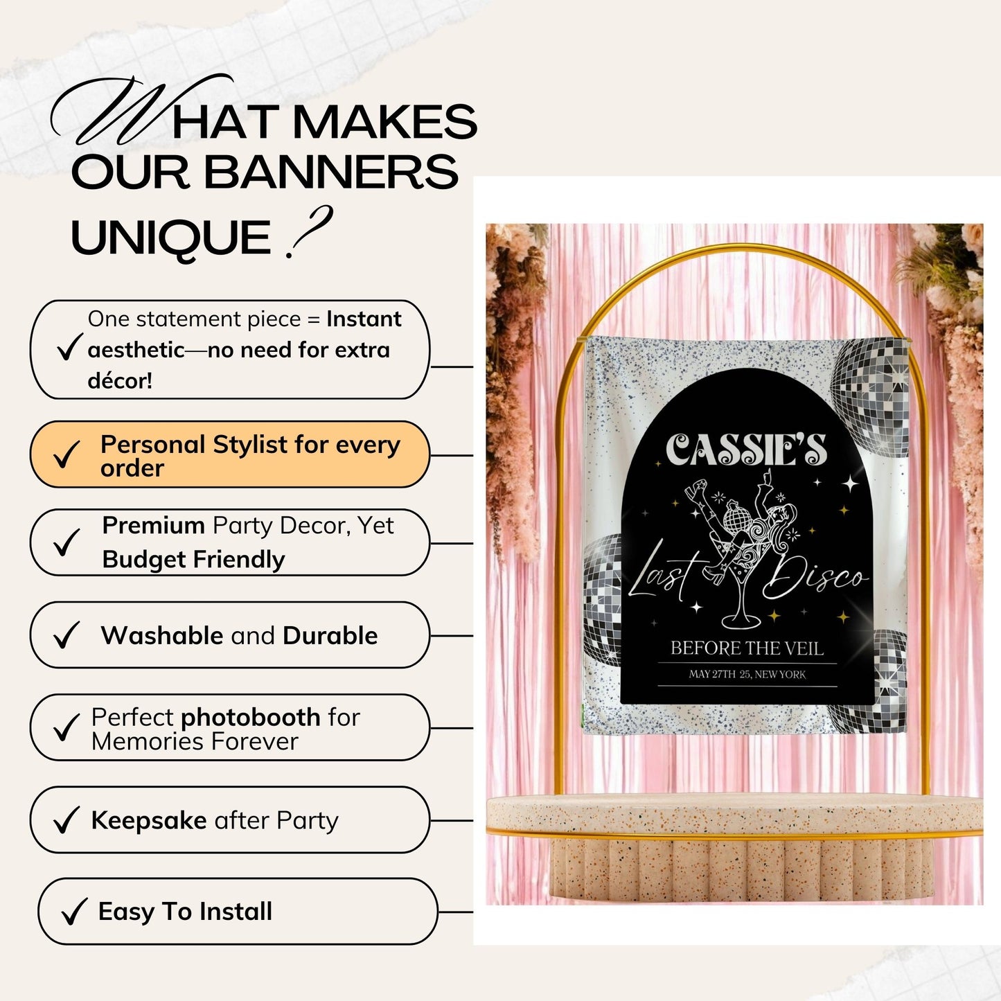 Disco Bachelorette Banner – Custom Bach Décor | #20