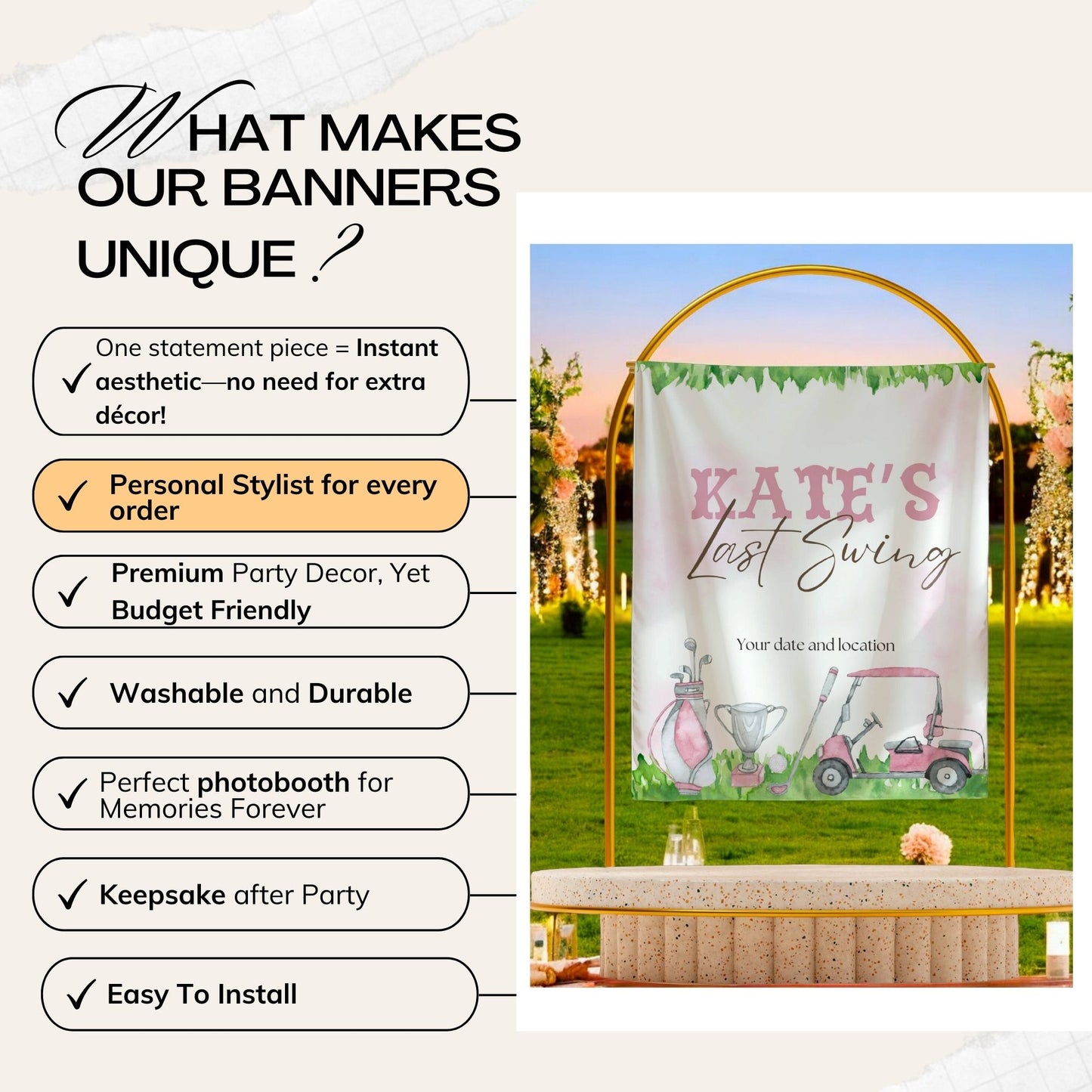 Golf Bachelorette Banner – Custom Bach Décor | #21