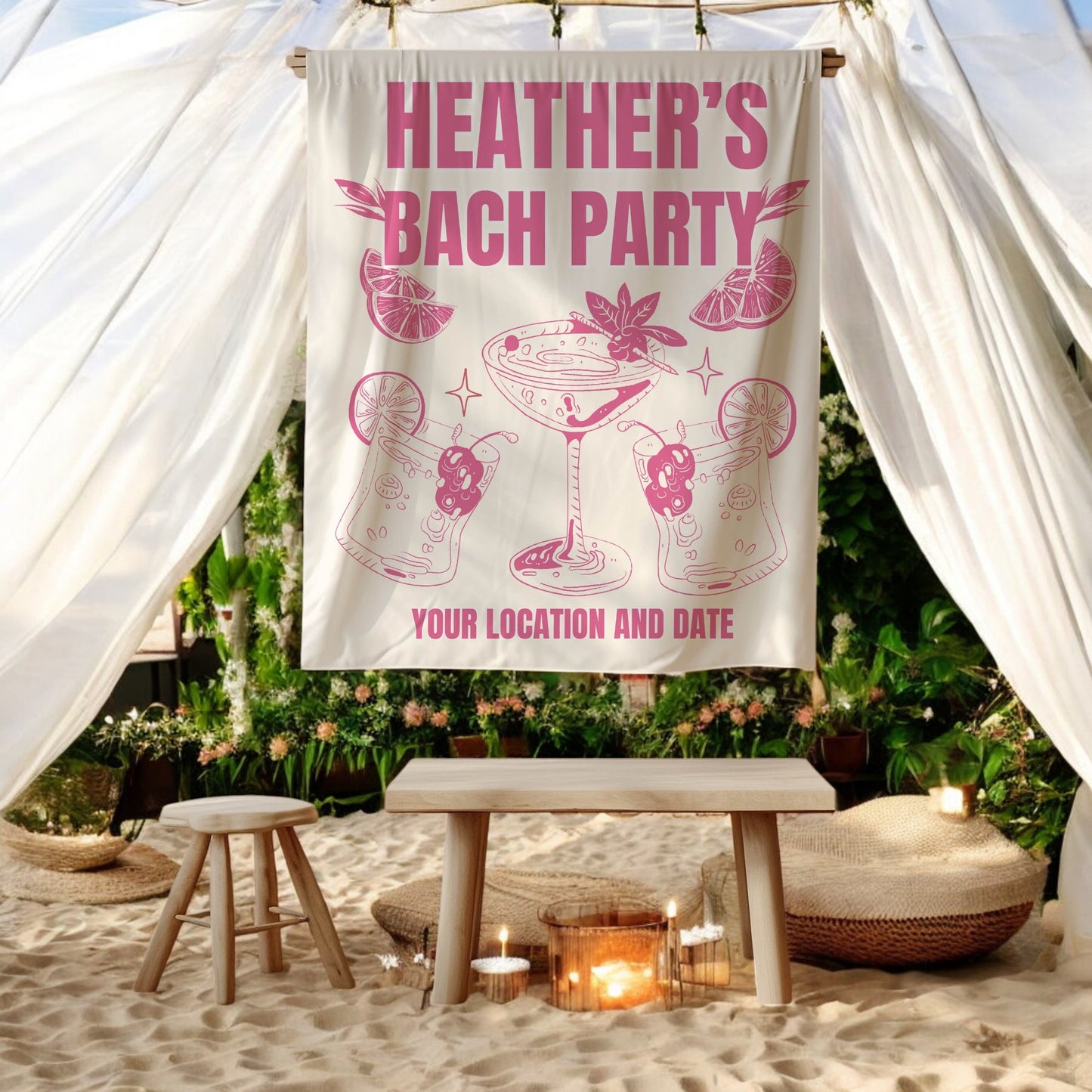 Cocktail Bach Party Banners– Custom Bach Décor | #22