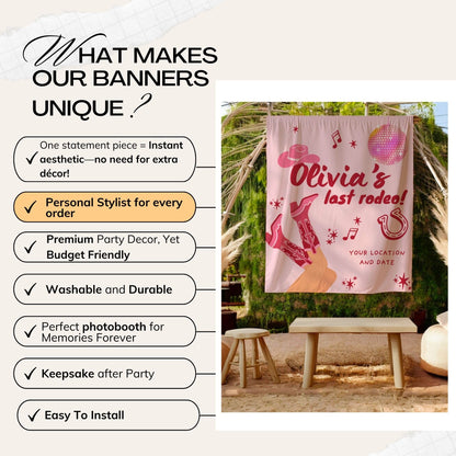 Pink Western and Country bachelorette– Custom Bach Décor | #23