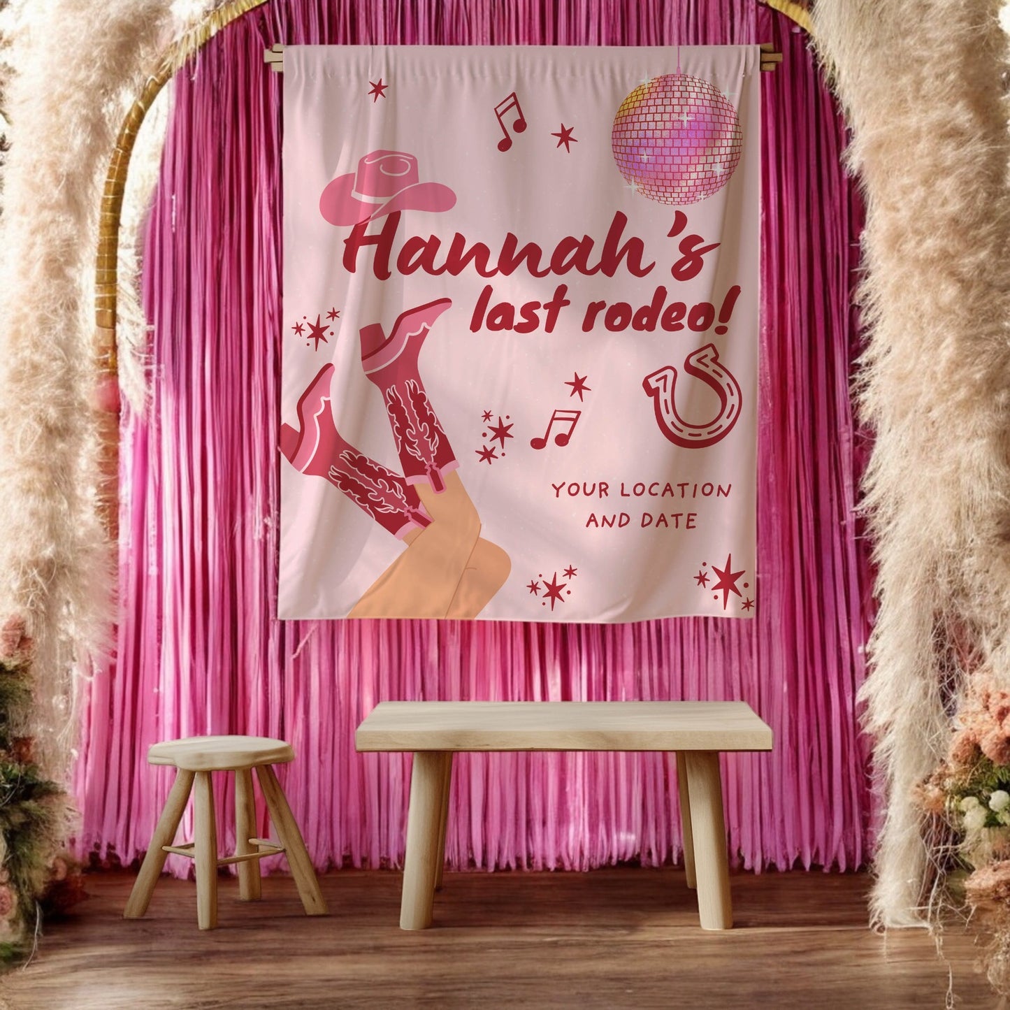 Cowgirl Bachelorette Banner – Custom Western Bach Party Sign, Last Rodeo Bachelorette Décor, Rustic Country Bridal Shower Decoration