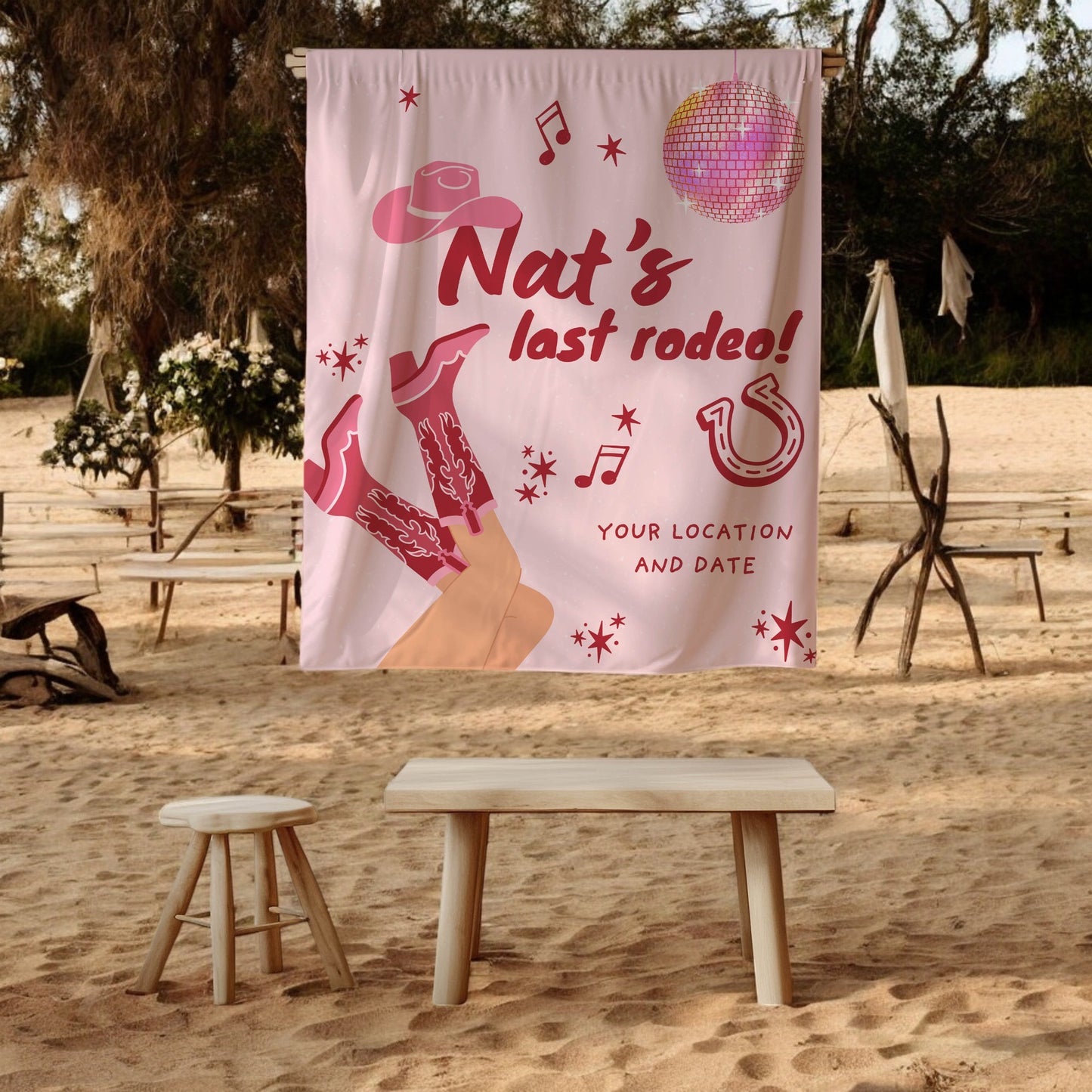 Pink Western and Country bachelorette– Custom Bach Décor | #23