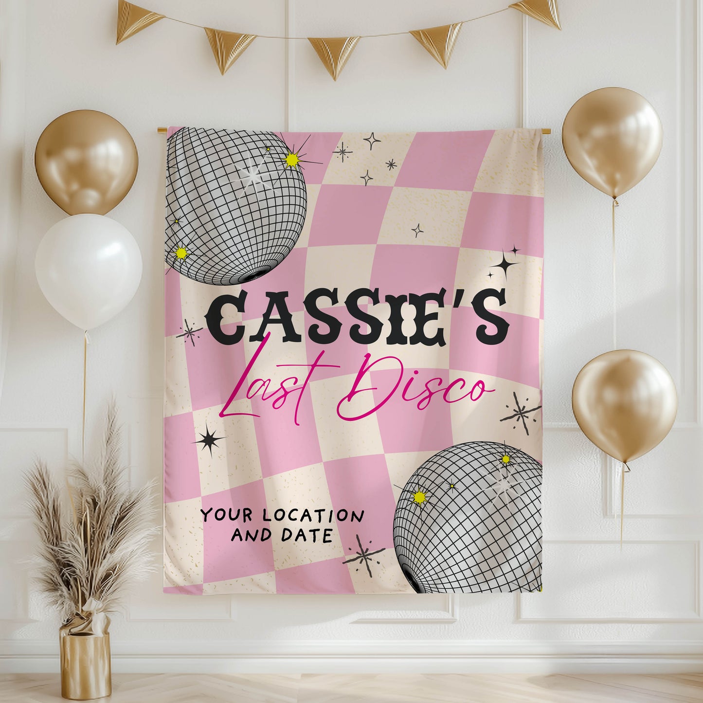 Trendy Disco Bachelorette Banner– Custom Bach Décor | #25