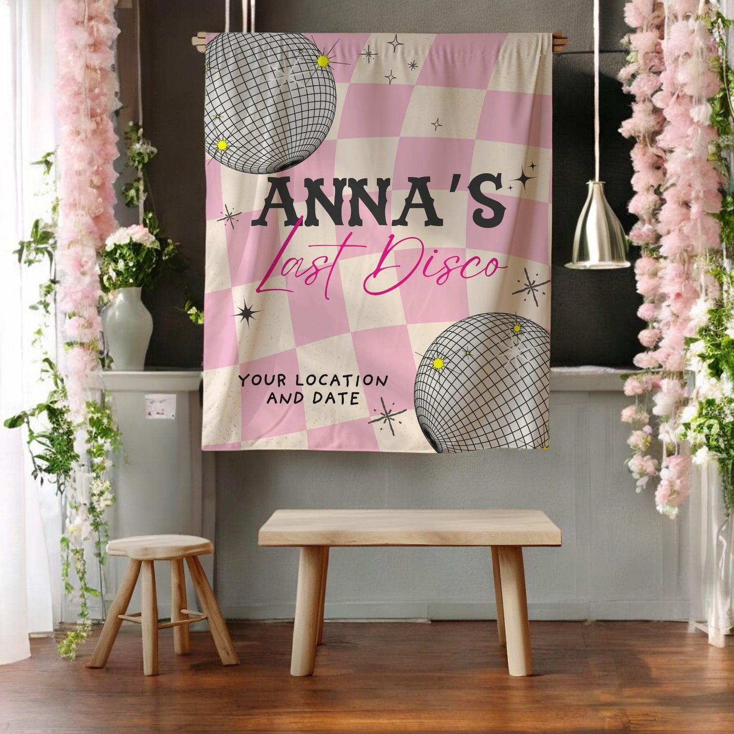 Trendy Disco Bachelorette Banner– Custom Bach Décor | #25