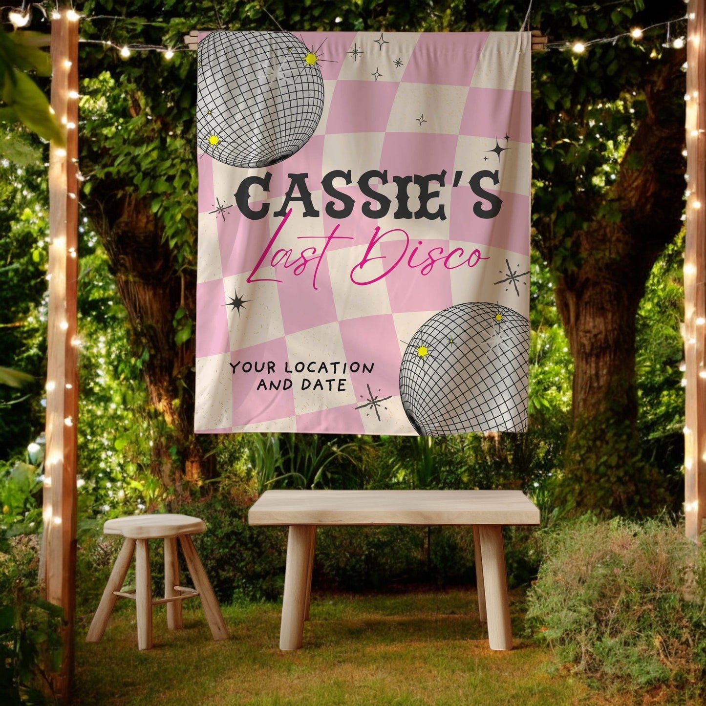 Trendy Disco Bachelorette Banner– Custom Bach Décor | #25