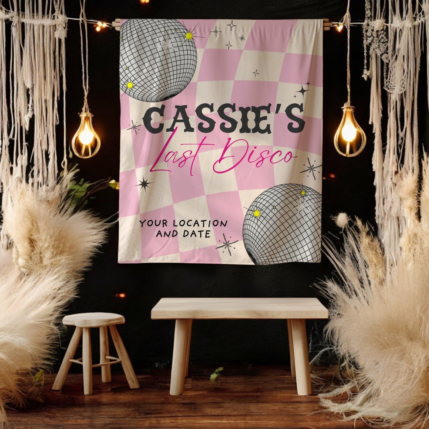 Trendy Disco Bachelorette Banner– Custom Bach Décor | #25