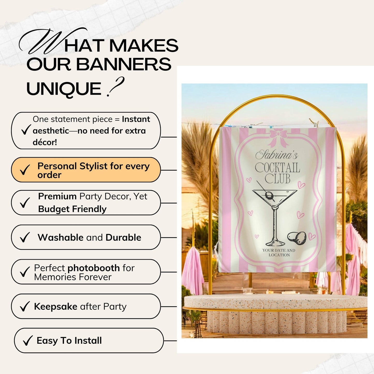 Trendy Mix theme Bachelorette Banner – Custom Bach Décor | #30