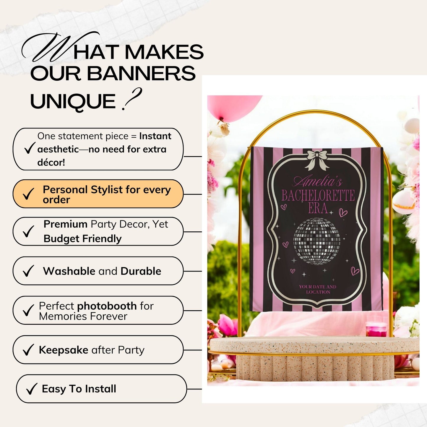 Disco Cowgirl Banner– Custom Bach Décor | #31